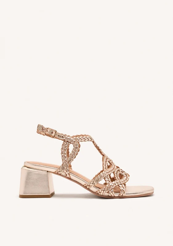 BRAIDED LEATHER HEEL SANDALS CRESCENT 39