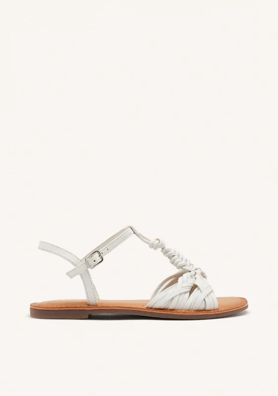 KNOTTED LEATHER FLAT SANDALS WALDEN 40