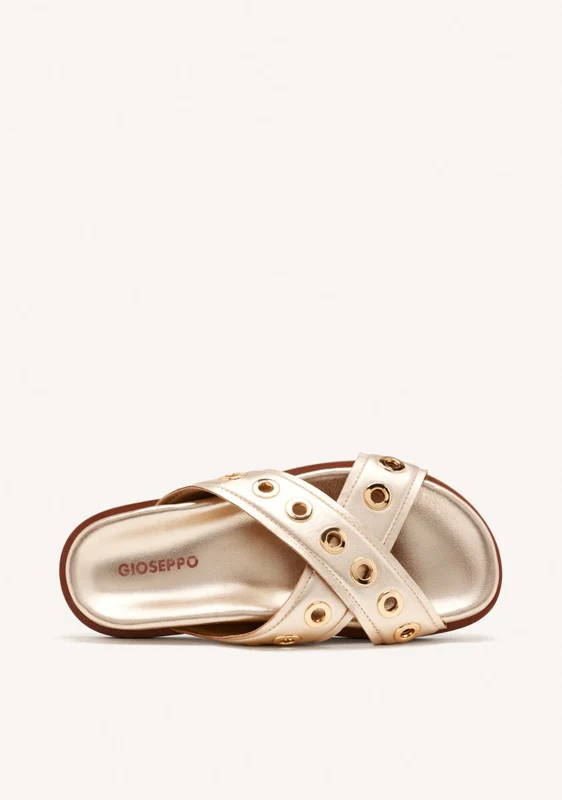 LEATHER SANDALS WITH EYELETS AND THREADS HILES 41