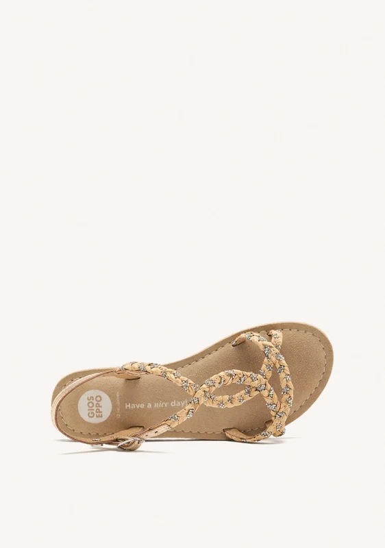 LEATHER, RAFFIA AND GLITTER SANDALS WENHAM 37