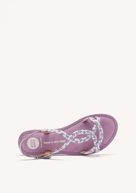 LEATHER, RAFFIA AND GLITTER SANDALS WENHAM 37