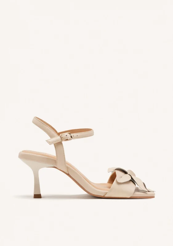 FLORAL LEATHER HEELED SANDALS 39