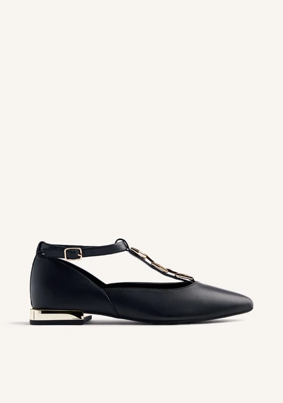 LEATHER CHAIN BALLET FLATS ELSIE 36