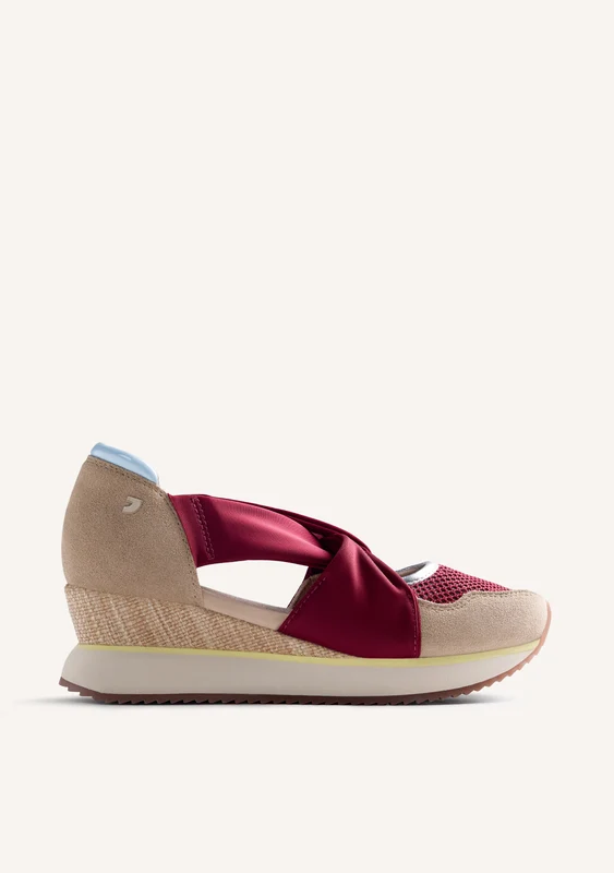 LEATHER AND MESH OPEN WEDGE SNEAKERS SAGAY 37