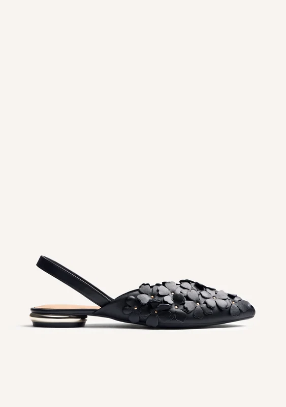 FLOWER LEATHER SLINGBACK BALLET FLATS KINNA 40