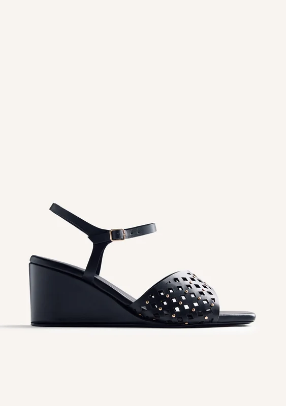 CUT-OUT AND STUDDED LEATHER HEELED SANDALS PESHTIGO 40
