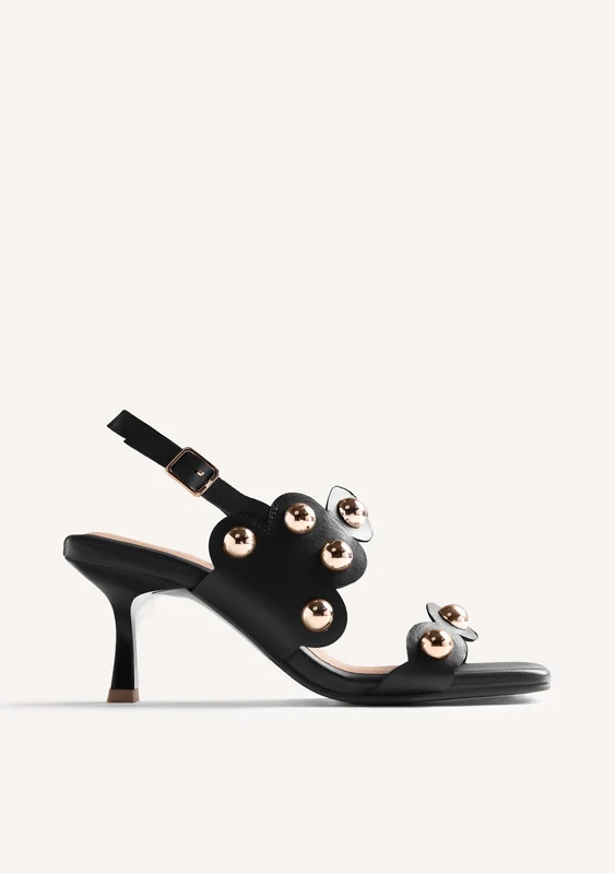 LEATHER STUDDED HEELED SANDALS KAKUMA 36