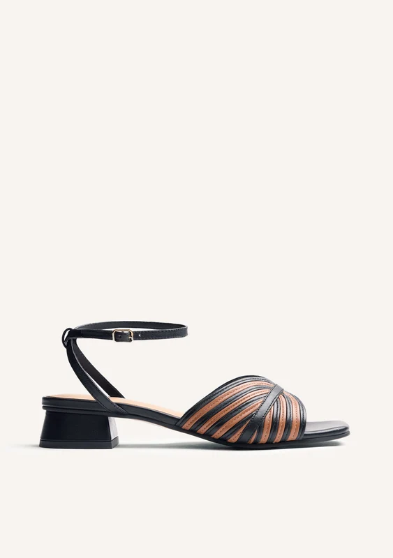 STRIPED LEATHER HEELED SANDALS BIGELOW 41