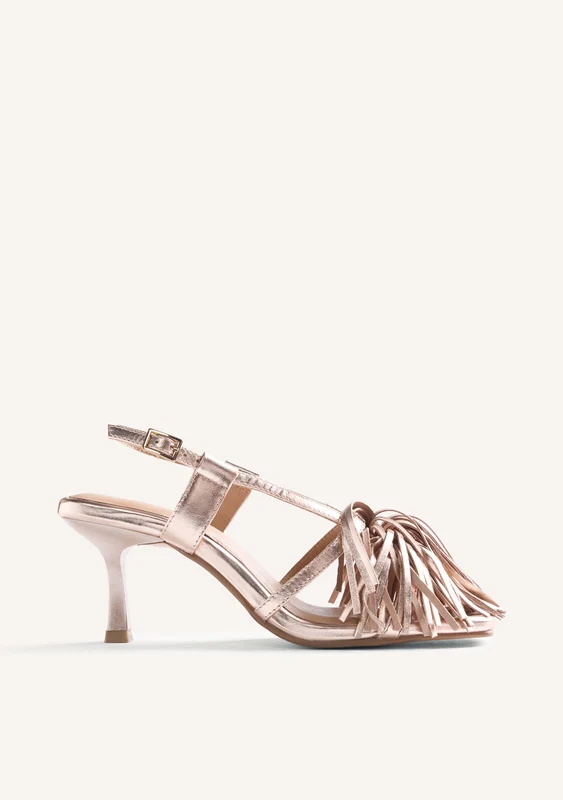 LEATHER FRINGE HEELED SANDALS LUKAC 37