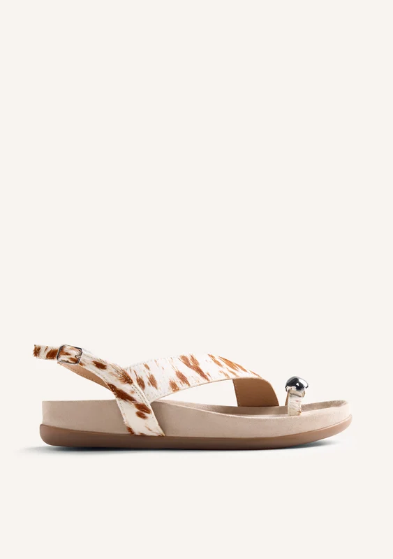ANIMAL PRINT LEATHER JEWEL SANDALS CHACAS 39