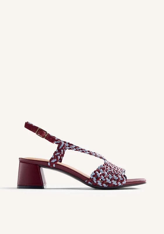 BRAIDED LEATHER HEELED SANDALS BORONGAN 42