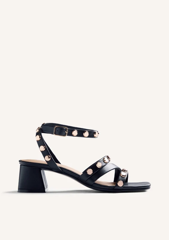 LEATHER STUDDED HEELED SANDALS KASULU 42