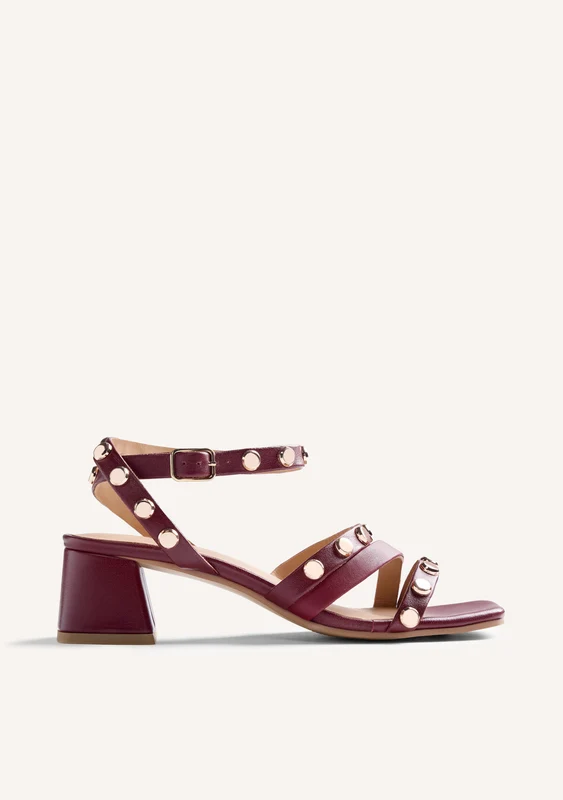 LEATHER STUDDED HEELED SANDALS KASULU 42