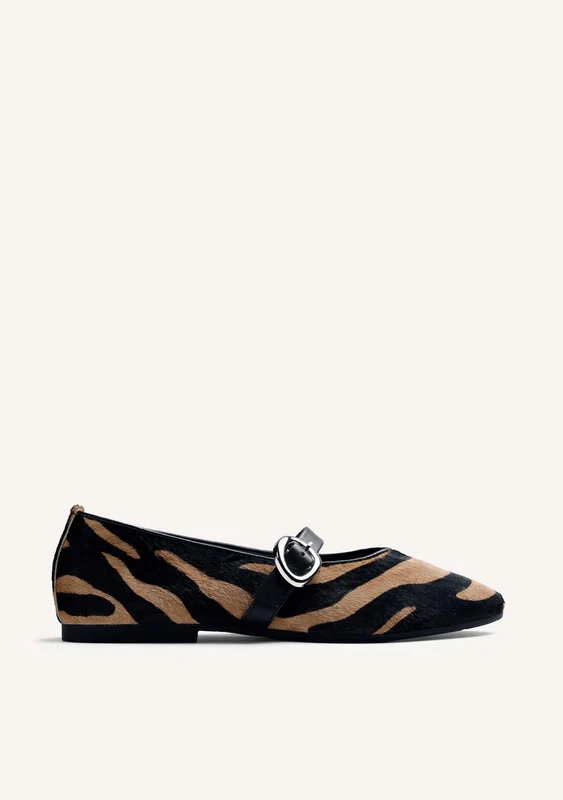 ANIMAL PRINT LEATHER BALLET FLATS 37
