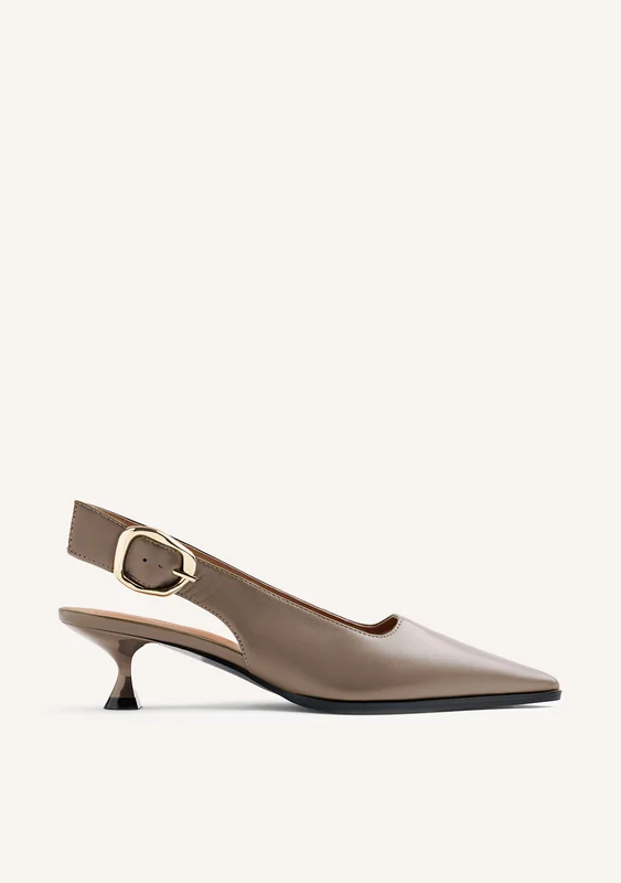TAUPE OPEN-BACK HEEL SHOES 39