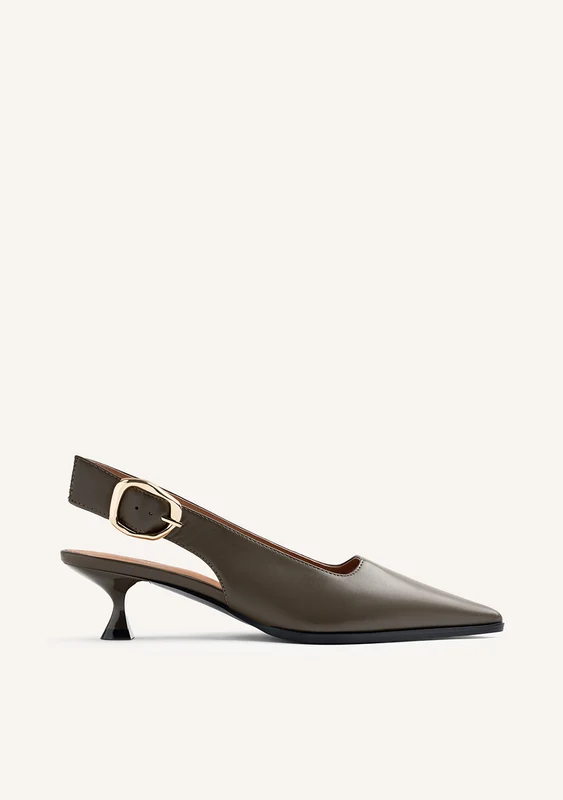 GREEN OPEN-BACK HEEL SHOES 37