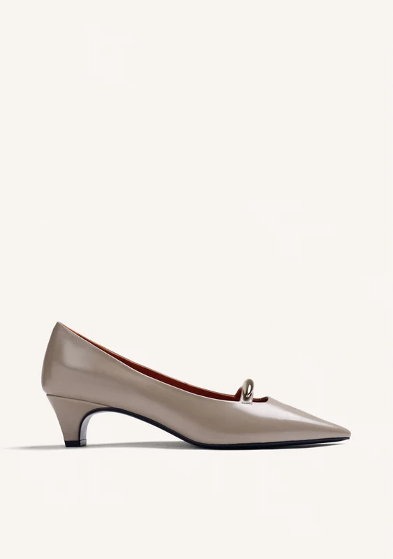TAUPE PATENT EFFECT HEEL SHOES 37