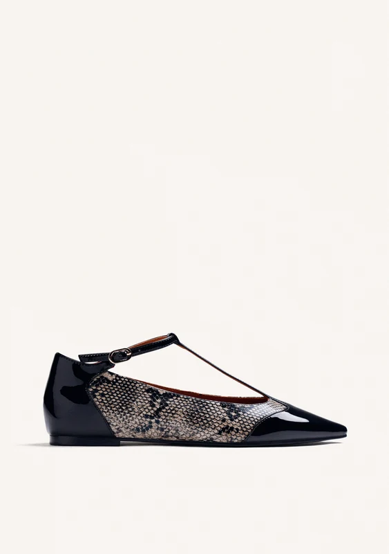 ANIMAL PRINT LEATHER WEDGE BALLET FLATS 39