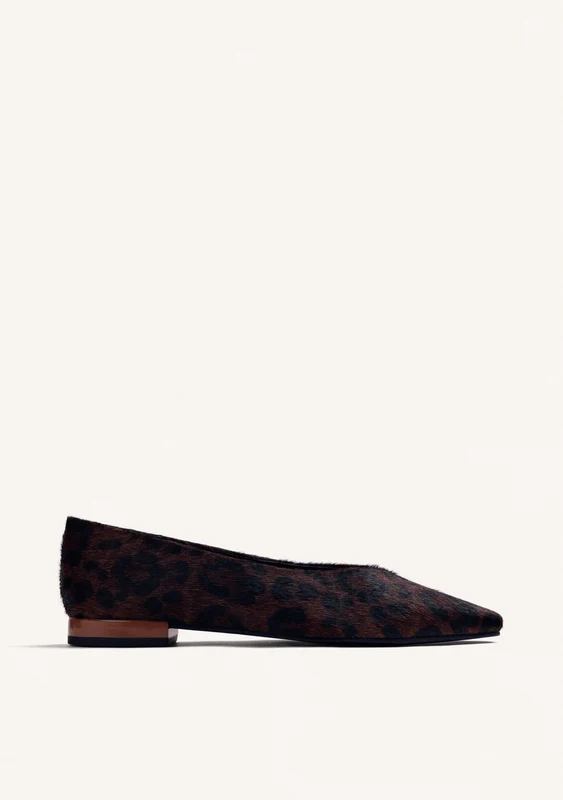 ANIMAL PRINT LEATHER BALLET FLATS 39