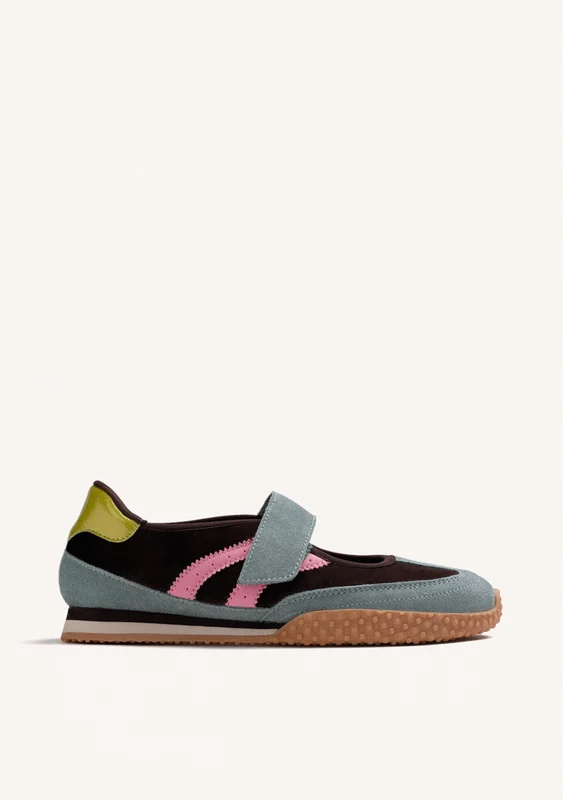 BROWN SPORTY BALLET FLATS IN LEATHER AND NYLON 40