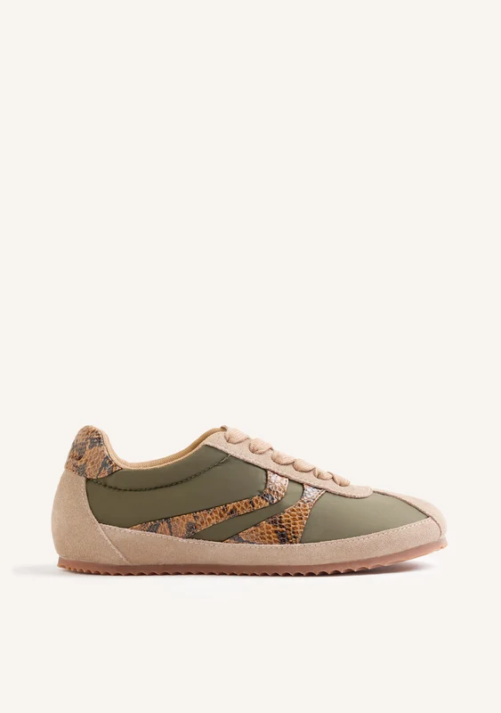 KHAKI SUEDE LEATHER AND NYLON WEDGE SNEAKERS 40