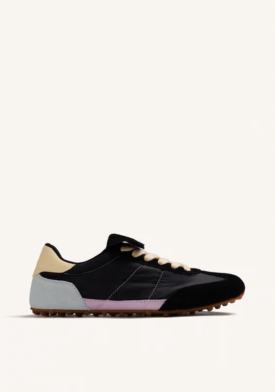 BLACK SUEDE LEATHER AND NYLON SNEAKERS 36