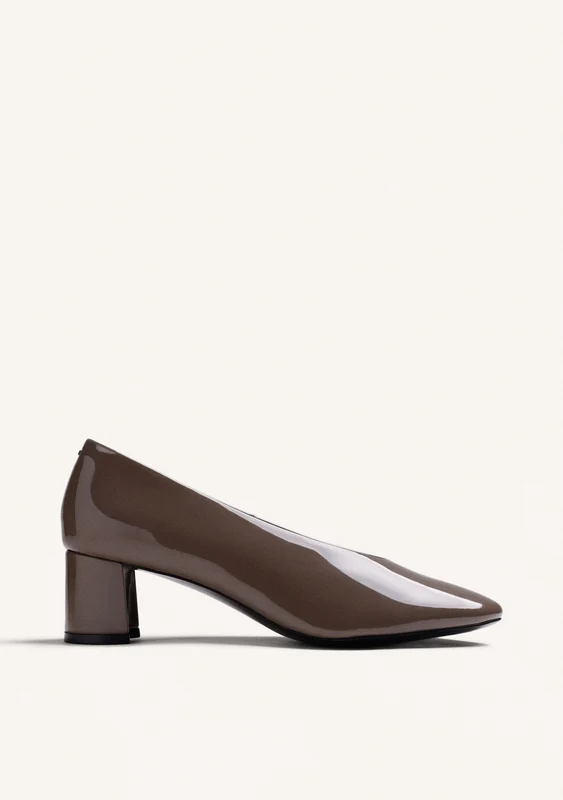TAUPE PATENT EFFECT HEEL SHOES 38