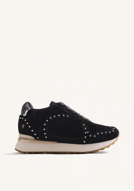 BLACK LEATHER WEDGE SNEAKERS 39