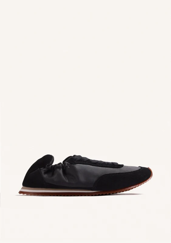 BLACK LEATHER AND SATIN SNEAKERS 40