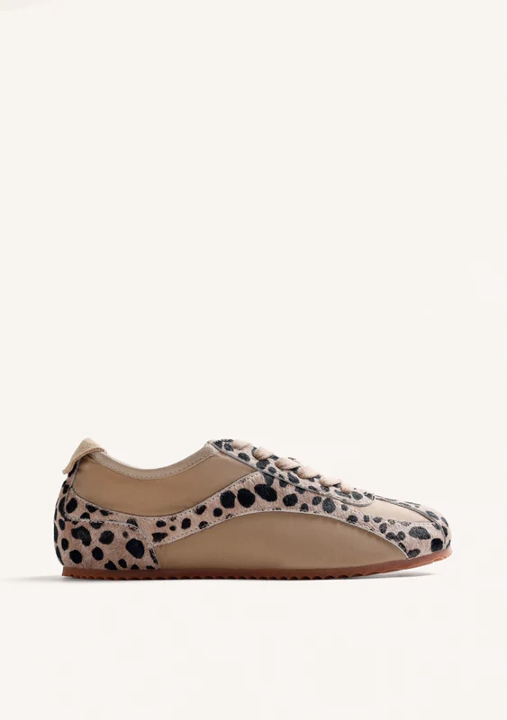 ANIMAL PRINT LEATHER AND NYLON SNEAKERS 40