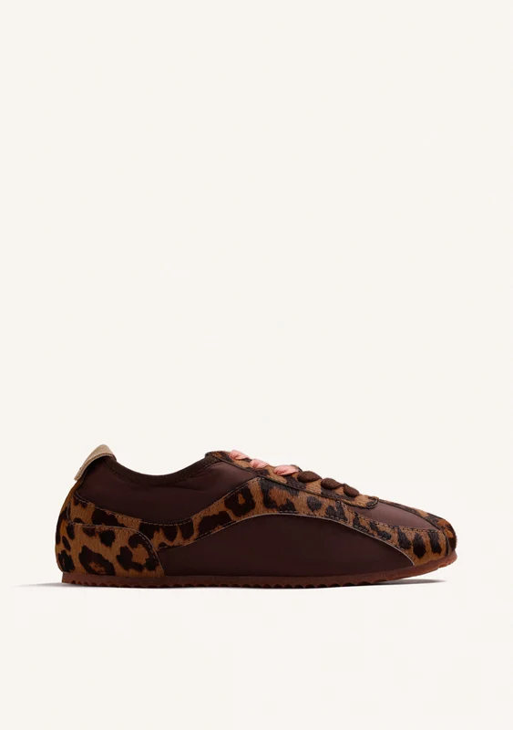 ANIMAL PRINT LEATHER AND NYLON SNEAKERS 38