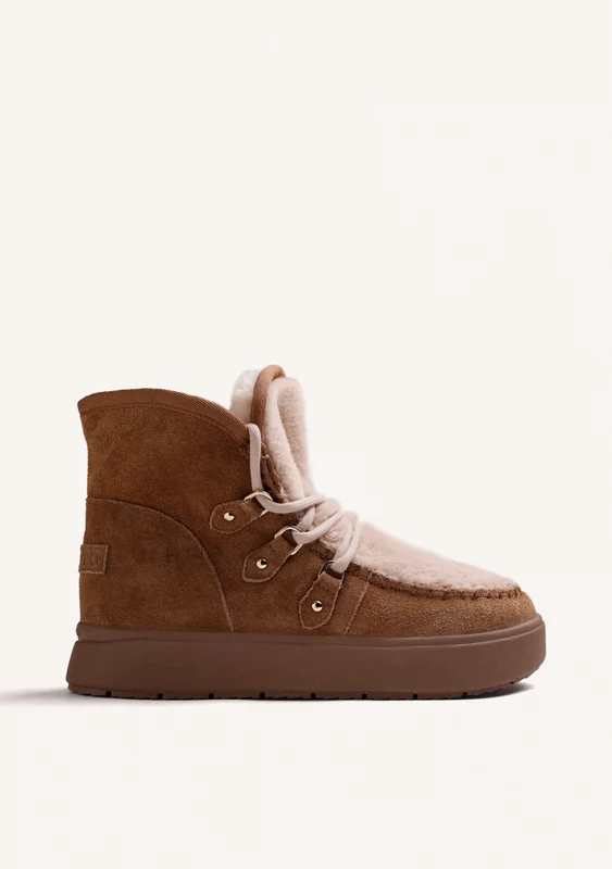 BROWN SUEDE APRÈS SKI STYLE BOOTS 36