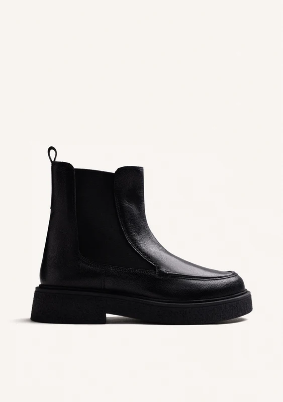 BLACK CHELSEA LEATHER ANKLE BOOTS 37