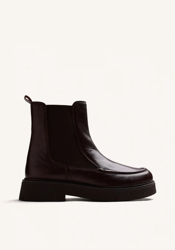 BROWN CHELSEA LEATHER ANKLE BOOTS 41