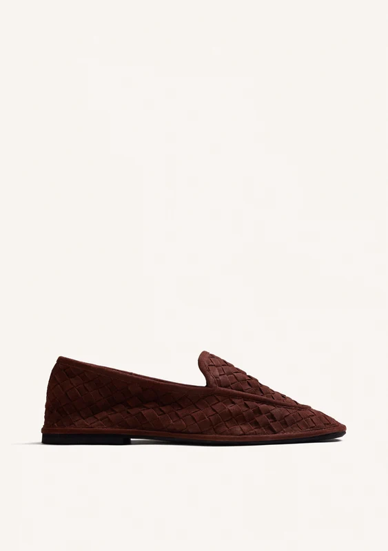 BROWN WOVEN LEATHER LOAFERS 37