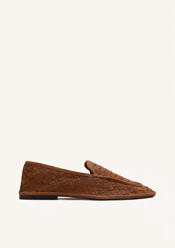 CAMEL WOVEN LEATHER LOAFERS 39