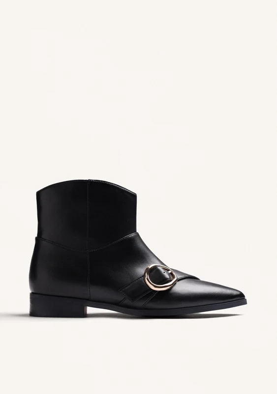 BLACK ELASTIC BUCKLE BOOTS 38