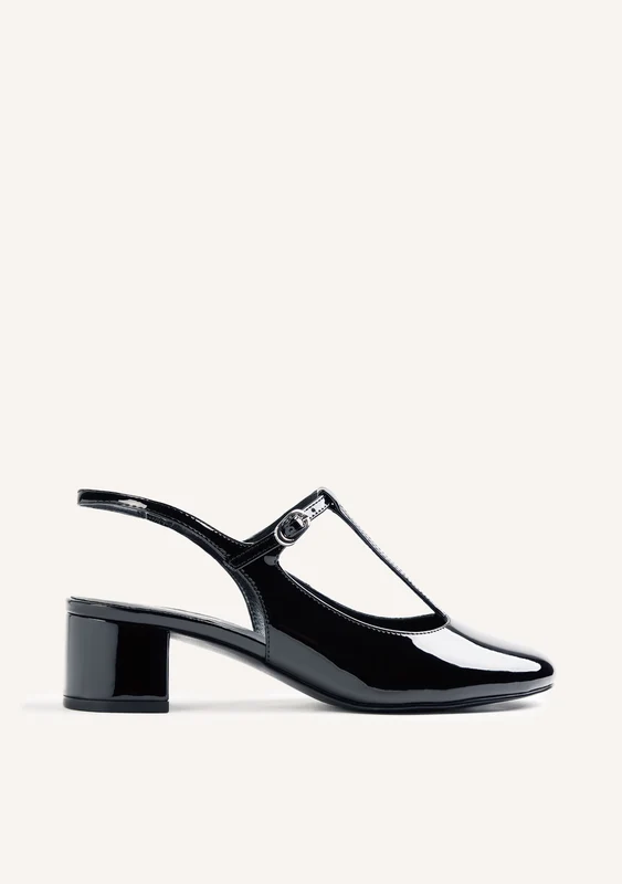 BLACK PATENT EFFECT MARY-JANE SHOES 40