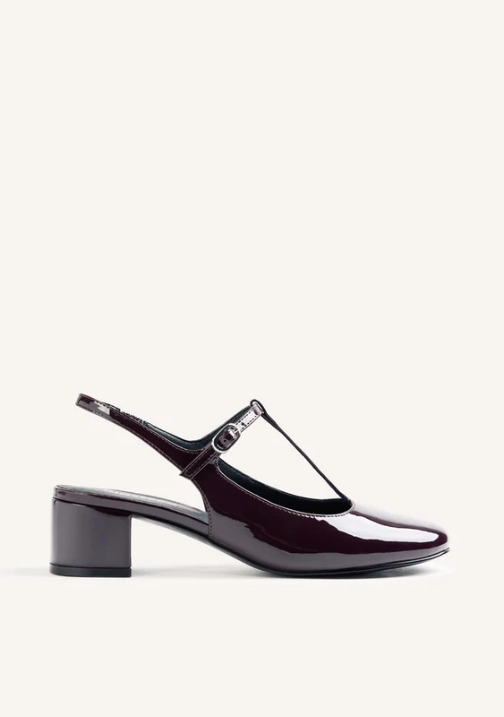 BURGUNDY MARY-JANE SHOES WITH PATENT EFFECT 40