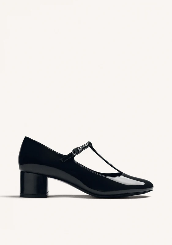 BLACK MARY-JANE SHOES WITH PATENT EFFECT 37