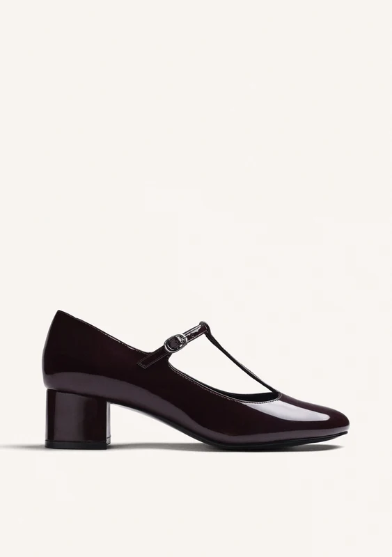 BURGUNDY MARY-JANE SHOES WITH PATENT EFFECT 41