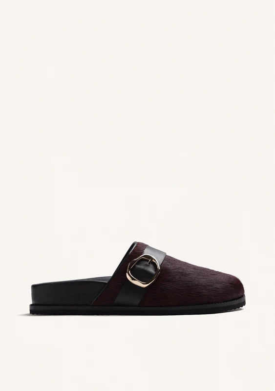 BURGUNDY LEATHER CLOGS WITH BUCKLE 39