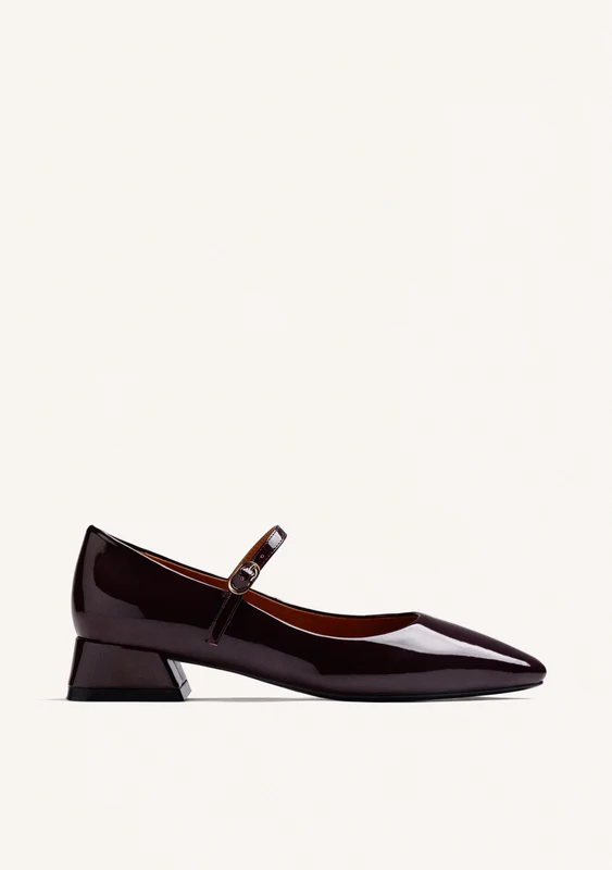BURGUNDY MARY-JANE SHOES WITH PATENT EFFECT 36