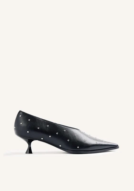 BLACK STUDDED HEEL SHOES 36