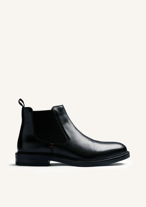 BLACK CHELSEA LEATHER ANKLE BOOTS 40