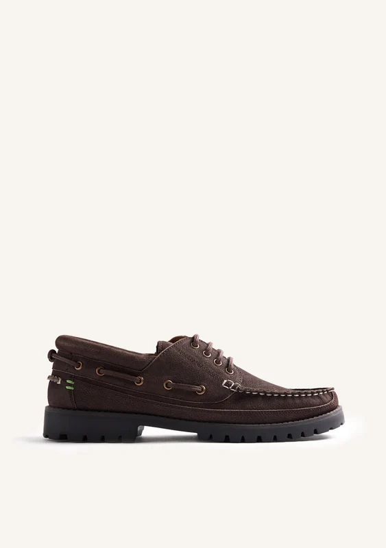 BROWN LEATHER NAUTICAL SHOES 44