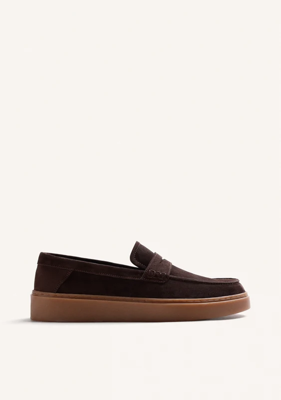 BROWN WALLABEE LEATHER LOAFERS 46