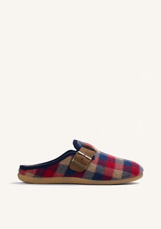 BROWN HOUSE SLIPPERS CLOG STYLE WITH PLAID 43