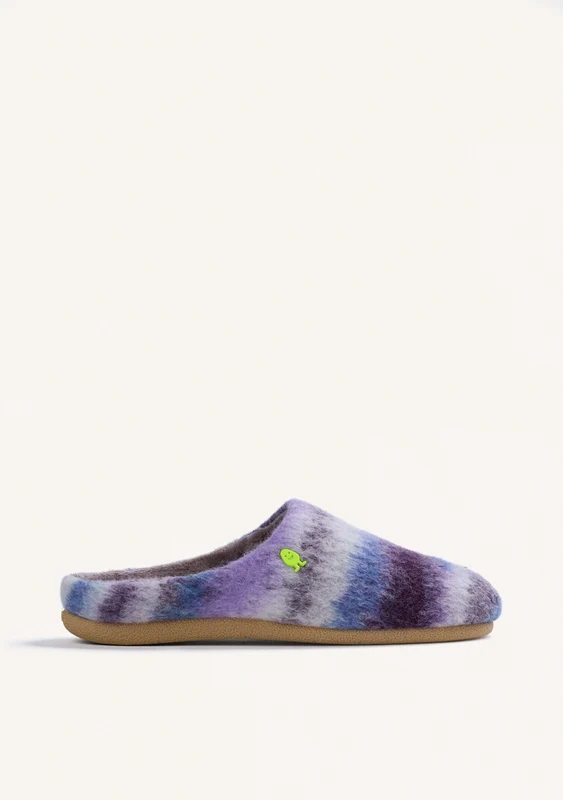 LILAC STRIPED FUR HOUSE SLIPPERS 41