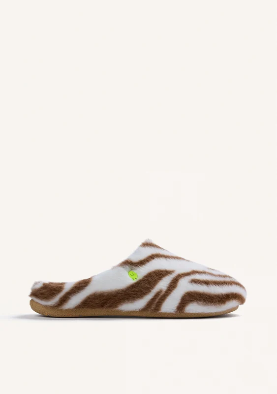 ANIMAL PRINT FUR HOUSE SLIPPERS 41